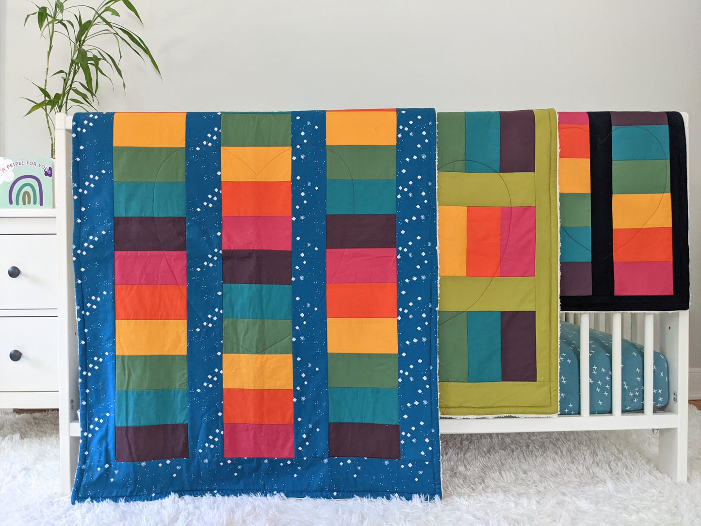 Bright Rainbow with Dark Navy, Lovey