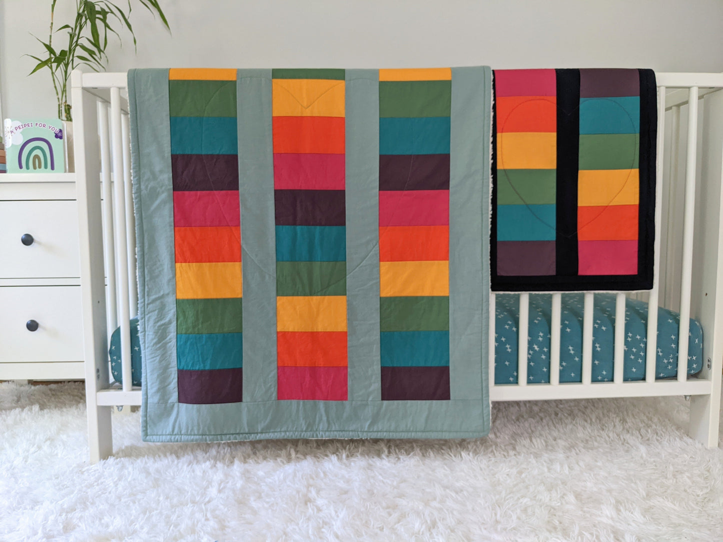 Bright Rainbow with Dark Navy, Lovey