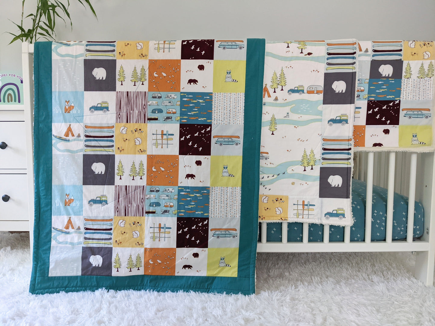 Camping Faux Patches with Teal