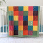Baby Peipei's organic patchwork quilts with bright colors. This patchwork quilt is crib size. With 12 fabrics, this quilt is reminiscent of the Bai Jia Bei Chinese quilt tradition 