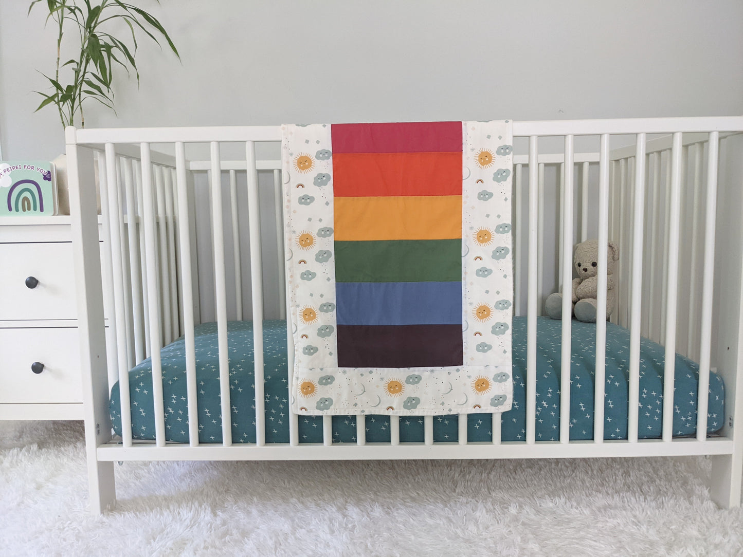 Solid Rainbow Stripes with Cloud Border